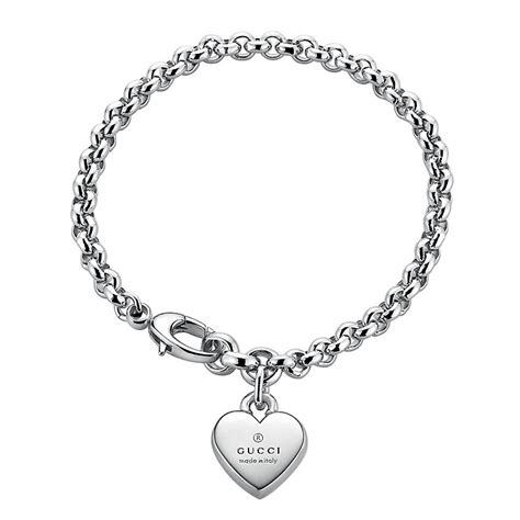 gucci trademark sterling silver heart motif bracelet|Gucci trademark silver heart ring.